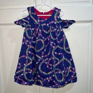 OshKosh B'gosh Kids purple off-the-shoulder dress with a colorful bead design